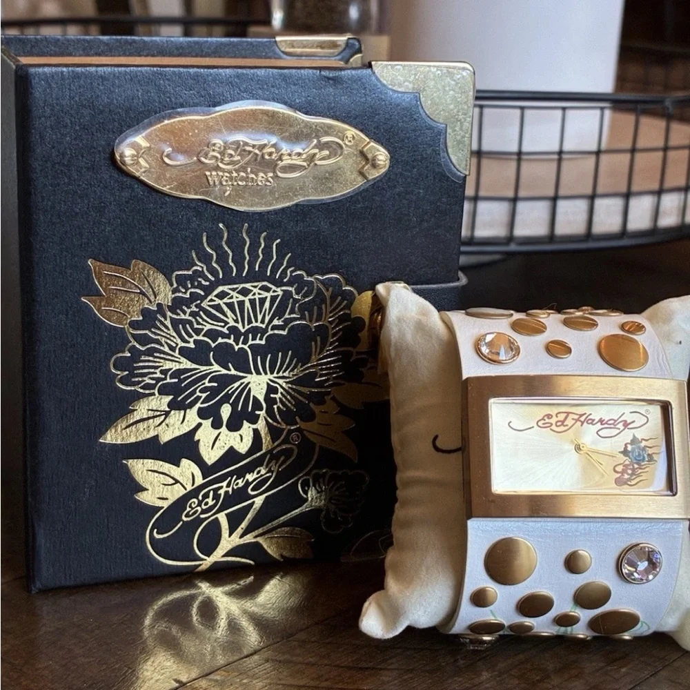 Ed Hardy Gold and White Smartwatch